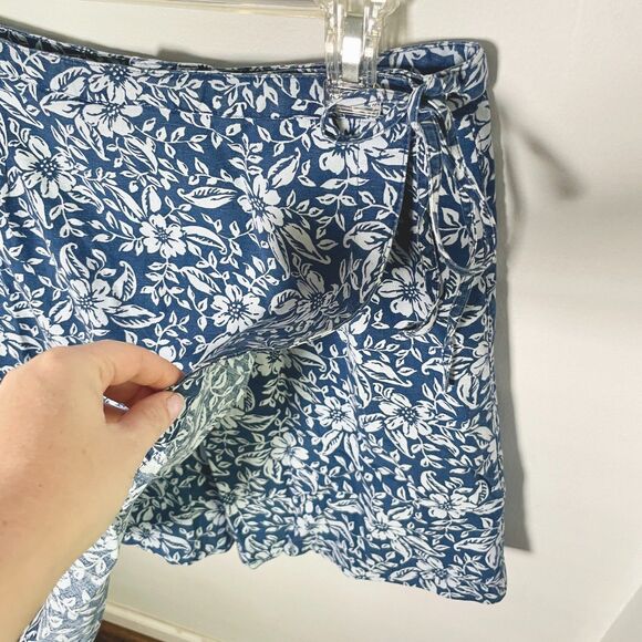 Vtg Jennifer Moore Blue Floral Skort Size 8 Cotton Linen Blend - Picture 8 of 8